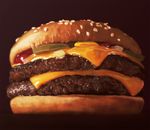  cheese food hamburger humohumoelmo ketchup mustard no_humans onion original photorealistic pickle simple_background 