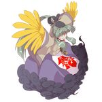  bad_id bad_pixiv_id crazy_eyes dress full_body green_hair grin kanenoya long_hair mystical_power_plant original outstretched_arms ponytail red_eyes sidelocks smile smoke solo spread_arms suitokuin_tenmu touhou transparent_background wings 