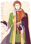  beard black_gloves book brown_hair cape facial_hair fate/apocrypha fate_(series) gloves kagami_ei male_focus mustache solo william_shakespeare_(fate) 