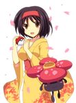  black_hair cross_(crossryou) erika_(pokemon) gen_1_pokemon japanese_clothes kimono poke_ball pokemon pokemon_(creature) short_hair vileplume yellow_kimono 