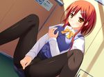  1girl amato_kasumi blush bow brown_hair game_cg school_uniform siren_nattara_2_byou_de_ecchi!? softhouse_seal uniform yellow_eyes 