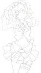  absurdres bare_shoulders goggles goggles_on_head gumi headset highres lineart monochrome smile solo thigh_strap uruhara_ryuuku vocaloid wrist_cuffs 
