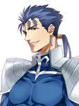  bad_id bad_pixiv_id blue_hair earrings fate/stay_night fate_(series) jewelry lancer long_hair male_focus mitsuki_mitsuno ponytail red_eyes solo 