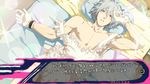 apron bed clear_(dramatical_murder) dramatical_murder gloves lying male_focus mole muscle naked_apron pink_eyes soapwort solo translation_request white_hair 