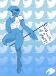  2019 5bitsabuck anthro avian beak bird blue_eyes breasts butt colored feathers meme solo tweetfur twitter 