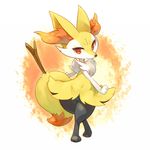  bad_pixiv_id blush braixen crossed_legs fox fur gen_6_pokemon mizuki_kotora no_humans pokemon pokemon_(creature) sitting stick 