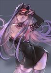  arm_up bare_shoulders blindfold blindfold_lift breasts collar creayus facial_mark fate/stay_night fate_(series) forehead_mark long_hair looking_at_viewer medium_breasts one_eye_covered purple_hair rider solo thighhighs very_long_hair 