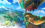  aircraft airship blue_sky cloud copyright_name day english floating floating_island highres island logo no_humans official_art rune_factory rune_factory_4 scenery sky stairs tree wallpaper watermark 