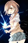  bad_id bad_pixiv_id brown_eyes brown_hair electricity mikan_no_shiru misaka_mikoto school_uniform short_hair to_aru_kagaku_no_railgun to_aru_majutsu_no_index 