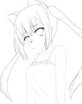  animal_ears cat_ears highres k-on! lineart long_hair minami_machi monochrome nakano_azusa solo transparent_background twintails 