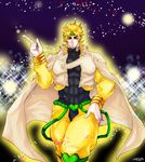  blonde_hair cloak dio_brando headband jacket jojo_no_kimyou_na_bouken male_focus red_eyes saru-kichi solo vampire yellow_jacket 