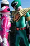  1boy 1girl america breasts cosplay green_ranger hikoni_sentai_akibaranger hikounin_sentai_akibaranger kyoryu_sentai_zyuranger mighty_morphin_power_rangers outdoors photo pink_ranger power_rangers powerful_rangers super_sentai 