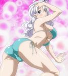  1girl ass bikini blue_eyes blush breasts fairy_tail huge_ass large_breasts long_hair mirajane mirajane_strauss screencap sideboob smile solo stitched swimsuit underboob white_hair 