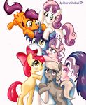  anibaruthecat apple_bloom_(mlp) blue_eyes blue_fur blush bow cub cutie_mark cutie_mark_crusaders_(mlp) diamond_tiara_(mlp) equine eyewear female feral friendship_is_magic fur glasses green_eyes grey_fur group hair happy horn horse hug mammal my_little_pony one_eye_closed open_mouth orange_fur pegasus pink_fur plain_background pony purple_eyes purple_hair red_hair scootaloo_(mlp) silver_spoon_(mlp) smile standing sweetie_belle_(mlp) tongue two_tone_hair unicorn white_background white_fur wings yellow_eyes yellow_fur young 