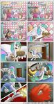  antler antlers ass_up az-pekt bathroom blood comic cutie_mark discord_(mlp) draconequus duo english_text equine female feral friendship_is_magic fur hair horn horse mammal multi-colored_hair my_little_pony pony princess_celestia_(mlp) purple_eyes red_eyes solo text toilet white_fur winged_unicorn wings 