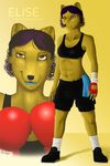  boxer boxing_gloves curly_hair elise_ameylia female fidchell fiidchell glove mongoose mouthpiece sports_bra 