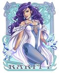  blue_eyes breasts clothed clothing cutie_mark ear_piercing english_text female friendship_is_magic hair human humanized ice mammal milkydayy my_little_pony piercing purple_hair rarity_(mlp) solo text 