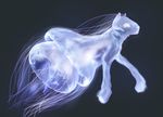  elkaart equine feral fish glowing glowing_eyes grey_background horse hybrid jellyfish mammal marine penis plain_background pony solo white_eyes 