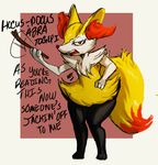  braixen canine fennec fox mammal nintendo pok&#233;mon pok&eacute;mon redblacktac stick text video_games 