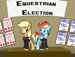  applejack_(mlp) blonde_hair blue_fur clothing cutie_mark duo english_text equine female feral friendship_is_magic frown fruit fur green_eyes hair horse long_hair looking_back mammal multi-colored_hair my_little_pony necktie open_mouth orange_fur pegasus pony poster purple_eyes rainbow_dash_(mlp) rainbow_hair smile suite text tongue whatsapokemon wings 