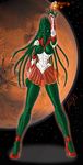  blue_eyes breasts camel_toe cosplay female fire green_nipples green_skin grriva high_heels sailor_mars sailor_moon sil skirt solo species_(franchise) spell_tag 