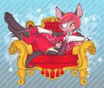  arm_chair bat chair crystal digitigrade eye_patch eyewear female flower fur gloves hair looking_at_viewer mammal nyxis pink_fur pink_hair pinup pose rose seamen sofa wings yellow_eyes 