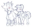  2013 ask_twibra baby bluntwhiskey duo ear_piercing equine female friendship_is_magic horn horse male my_little_pony nibbling original_character pegasus piercing pony red_eyes smile unicorn wings young 