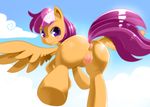  anus blush butt cutie_mark edit equine female feral freedomthai friendship_is_magic fur hair horse looking_at_viewer looking_back mammal my_little_pony nude orange_fur pegasus pony presenting presenting_hindquarters presenting_pussy purple_eyes purple_hair pussy scootaloo_(mlp) smile solo wings 