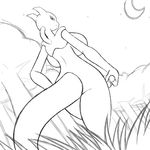  big_breasts black_and_white breasts butt female from_below grass huge_breasts looking_at_viewer low-angle_shot mewtwo monochrome moon night nintendo nude outside pok&#233;mon pok&eacute;mon sketch sky solo stars tree video_games 