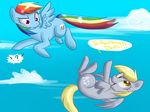  ?! cloud cutie_mark derp_eyes derpy_hooves_(mlp) duo equine female feral flying friendship_is_magic hair horse kakashischika mammal multi-colored_hair my_little_pony outside pegasus pony purple_eyes rainbow_dash_(mlp) rainbow_hair sky upside_down wings yellow_eyes 