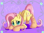  blue_eyes blush cutie_mark equine female feral flower fluttershy_(mlp) friendship_is_magic hair horse kakashischika looking_at_viewer mammal my_little_pony pegasus pink_hair pony shy socks solo standing wings 
