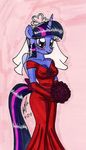  anthro anthrofied blush bouquet bow cleavage clothed clothing dress elbow_gloves equine female flower friendship_is_magic gloves hair horn horse mammal multi-colored_hair my_little_pony newyorkx3 pony purple_eyes purple_hair solo standing tiara twilight_sparkle_(mlp) veil wedding_dress wedding_veil winged_unicorn wings 