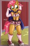  anthro anthrofied babs_seed_(mlp) brown_fur cape clothing crotchless elbow_gloves equine female freckles friendship_is_magic fuf fur gloves green_eyes hands horse mammal my_little_pony pony pussy solo 