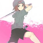  bad_id bad_pixiv_id baseball_cap doll_joints hat katana lito_(24281122) looking_away male_focus shorts solo sword weapon witoru yongoh 