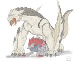  barioth canine crossover cum duo eyes_closed female feral fox from_behind interspecies male mammal monster_hunter nintendo open_mouth plain_background pok&#233;mon pok&eacute;mon pseudowyvern sex size_difference straight tears tzarvolver video_games white_background wings zoroark 