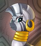 blue_eyes ear_piercing equine female feral friendship_is_magic grey_hair grey_skin hair horse looking_at_viewer mammal my_little_pony necklace piercing pony short_hair sjort_hair skyline19 smile solo white_hair white_skin zebra zecora_(mlp) 