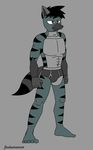  (character)darkwolf anthro armor bracer canine darkwolf_(character) gauntlet glove gloves male mammal plantigrade red_eyes short_tail solo standing stripe stripes underwear wolf 