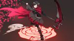  bad_id bad_pixiv_id belt blush bullet corset drillarm flower highres hood one_eye_closed pantyhose petals rose ruby_rose rwby scythe skirt smile solo wallpaper 