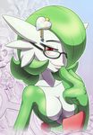  &lt;3 anthro breasts bust cleavage clothed clothing eyewear female gardevoir glasses green_hair green_skin hair hair_pin hairpin lips looking_at_viewer nintendo pok&#233;mon pok&#233;morph pok&eacute;mon pok&eacute;morph red_eyes short_hair smile solo teckworks video_games white_skin 