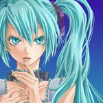  aqua_eyes aqua_hair choker frills hair_ribbon hatsune_miku long_hair ribbon solo touya_(roukaku) vocaloid 