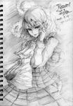  greyscale highres kazami_yuuka melonpan_(artist) monochrome short_hair solo touhou traditional_media 