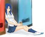  blue_hair hachimitsuboi kawashima_ami legs long_hair sitting solo toradora! 