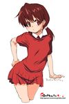  brown_eyes brown_hair copyright_request dress o_o oekaki onija_tarou short_dress solo twintails 