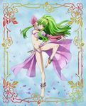  absurdres anklet barefoot breasts c.c. cleavage code_geass feet green_hair gypsy hairband highres jewelry long_hair medium_breasts midriff solo thighs vector_trace yellow_eyes 