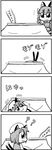  4koma ?? bkub chen comic greyscale kaenbyou_rin kotatsu monochrome multiple_girls silent_comic sleeping table touhou under_kotatsu under_table zzz 