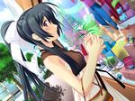  bag black_hair brown_eyes dutch_angle game_cg handbag kamikaze_ui murakami_suigun nettai_teikiatsu_shoujo non-web_source ponytail shopping solo 