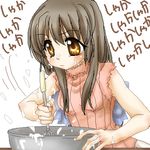  artist_request blonde_hair brown_eyes clannad cooking ibuki_fuuko lowres oekaki solo 