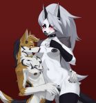  absurd_res amber_eyes ambiguous_gender anthro areola aullarlo_(azzipaztim) barbell_piercing black_areola black_lips black_lipstick black_nipples black_penis blush bodily_fluids breast_play breast_suck breasts brown_body brown_fur canid canid_demon canine canis choker demon digital_media_(artwork) duo ear_piercing facial_piercing female fingering fur genital_fluids genitals gynomorph hair hellaverse hellhound helluva_boss hi_res intersex intersex/female jewelry kiss_mark lip_piercing lip_ring lips lipstick loona_(helluva_boss) makeup mammal masturbation mexican_wolf mythological_canine mythological_creature mythology necklace nipple_barbell nipple_piercing nipples nonbinary_(lore) nose_piercing nose_ring nude penis piercing pulred red_sclera ring_piercing saliva simple_background small_breasts sucking vaginal vaginal_fingering vaginal_masturbation werecanid werecanine werecreature werewolf white_body white_fur wolf 