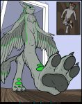 2026 3_fingers 3_toes 4_ears 4_toes 5_fingers aaron_(avali) absurd_res anthro australian_shepherd avali avian black_body black_claws black_ears black_fur canid canine canis chest_tuft claws davdav107 domestic_dog doorway duo extreme_size_difference feather_tuft feathered_wings feathers feet finger_claws finger_pawpads fingers floor foot_focus foot_pawpads fur green_body green_eyes green_feathers green_scutes grey_arms grey_body grey_claws grey_ears grey_feathers grey_feet grey_fur grey_hands grey_inner_ear grey_inner_ear_fluff grey_legs grey_pawpads grey_sclera grey_tail grey_wings herding_dog hi_res imminent_stomp inner_ear_fluff inside larger_anthro larger_male larger_nude low-angle_view male male_(lore) male_anthro mammal micro micro_anthro micro_male multi_ear nano nude nude_anthro nude_male nude_micro oblivious orange_body orange_fur pastoral_dog pawpads paws purple_wall raised_foot scutes sheepdog size_difference smaller_anthro smaller_male smaller_nude stratus_shepherd tail tail_feathers tail_tuft toe_claws toes tuft underfoot walking white_arms white_body white_chest white_feet white_fur white_hands white_inner_ear winged_arms wings wood wood_floor worm's-eye_view worried