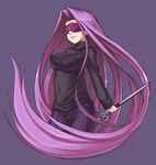  blindfold breasts facing_viewer fate/stay_night fate_(series) large_breasts long_hair purple_hair rider solo somejima very_long_hair weapon 